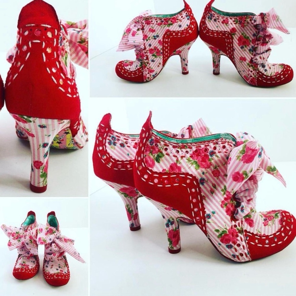 Irregular Choice Red Floral Heels with Bow - Picture 13 of 13